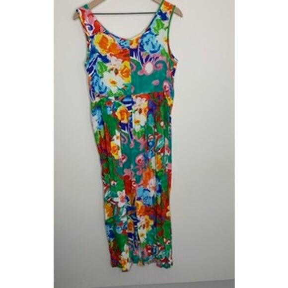 JAMS WORLD Janice Hawaiian Floral Print Sleeveless empire Womens Dress Small - Picture 3 of 15